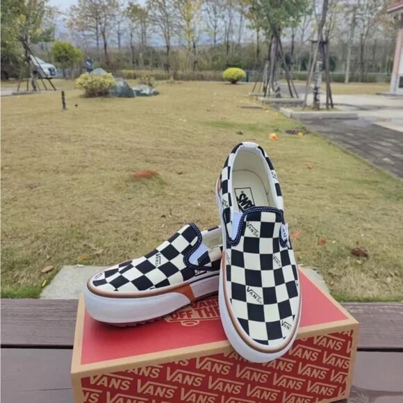 VANS Era Stacked Checkerboard Slip On Canvas Shoes - Picture 2 of 5